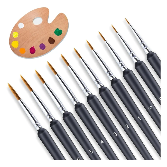 Pinceaux fins aquarelle 10 pcs - 0000001234567 - Nylon poigne ergonomique fa