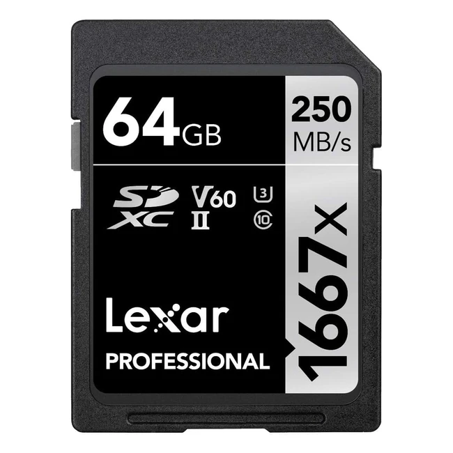 Lexar Professional 1667x SD Card 64GB SDXC UHSII Memory Card - Up to 250MBs Rea