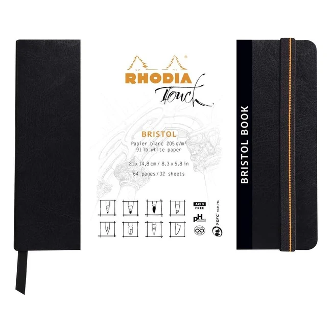 Cuaderno Clairefontaine Rhodia Touch 116114C A5 - 64 pginas - Papel Bristol li