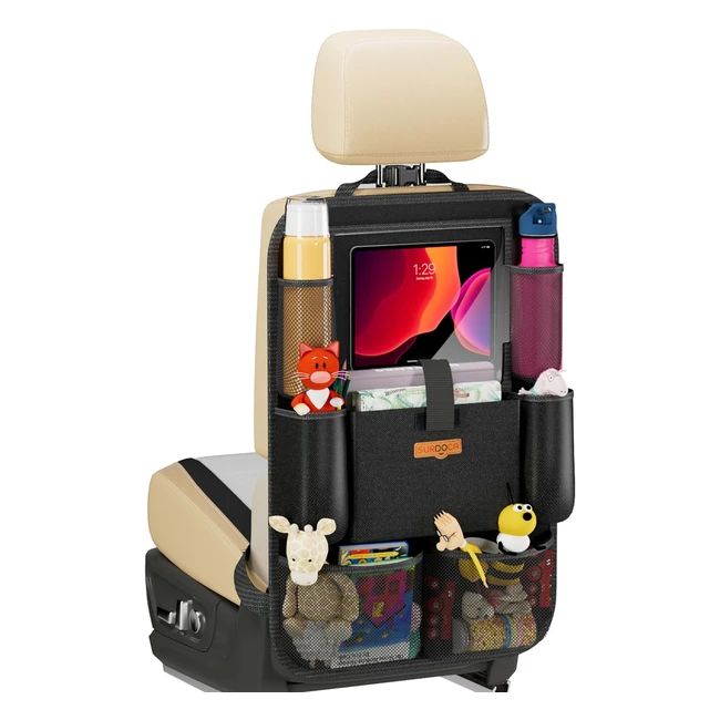 Surdoca Car Organiser 4th Gen Back Seat for iPad 105 - Kids Toy Storage Waterproof Black
