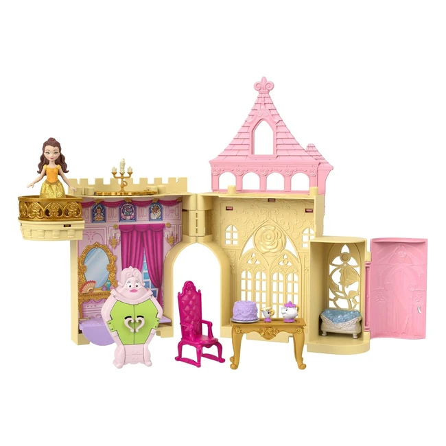 Disney Princess Belle Stackable Castle Doll House Playset HPL52 - Small Doll & 8 Pieces