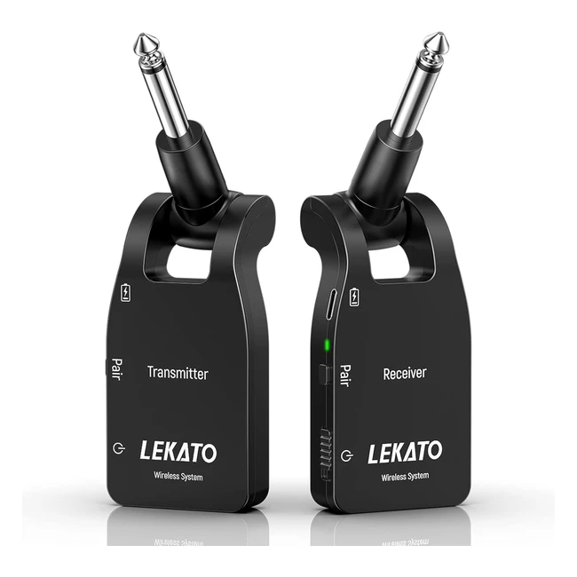 Lekato WS10 Guitar Wireless System - Upgraded 24GHz Cordless Transmitter Receiver Set for Electric Guitar Bass - Low Latency Plug and Play