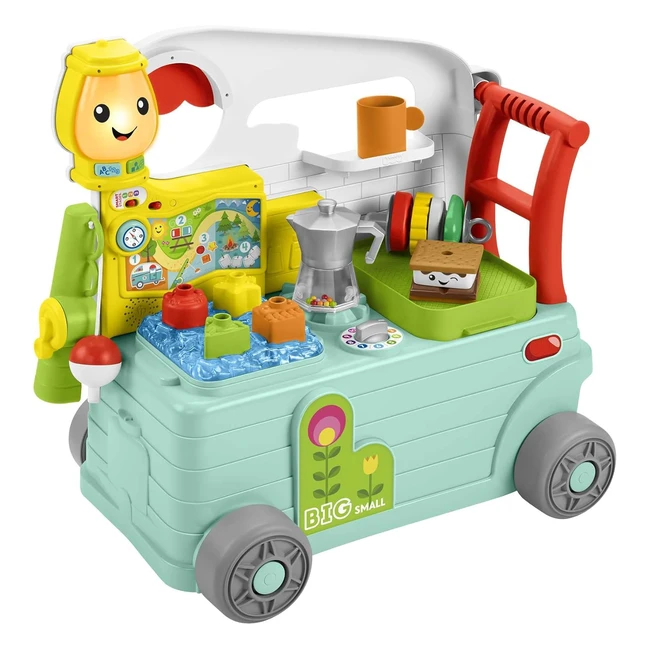 FisherPrice Rire et Apprendre Camper 3en1 Jouet Pousse pour Premiers Pas et Centre d'Activité Musique Jouet pour Enfants 936 Mois HCK51