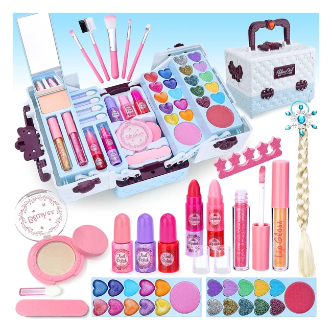 Lubibi Makeup Toy Set for Girls 45 Pcs Washable Kids Makeup Set - Ideal Christmas Birthdays Gifts