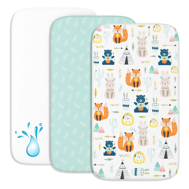 Kit Sabanas Minicuna Sweety Fox - 100% Algodon - Impermeable - Lote de 3 - Talla 50x83cm