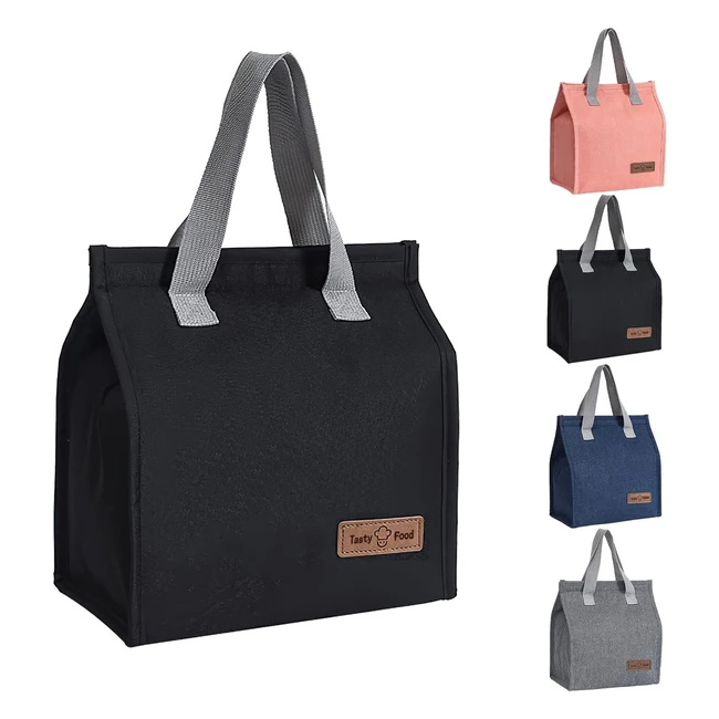Sac isotherme repas Yikki pour homme femme enfant - Réutilisable - Lunch bag étanche - Travail bureau école pique-nique voyages - Noir