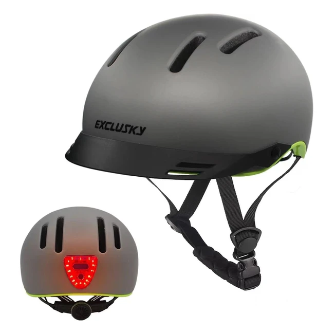 Exclusky Casco Patinete Electrico Adulto con Luz LED Ajustable 5661cm