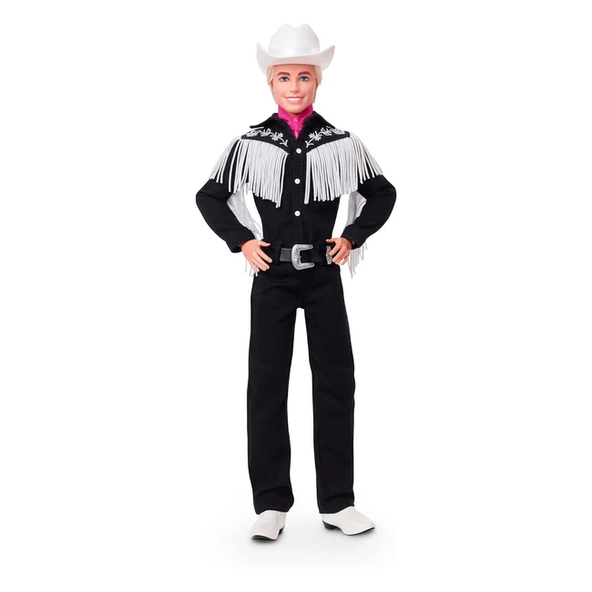 Barbie Ken Film Western Noir et Blanc Franges Chapeau Bottes Cowboy Bandana Rose HRF30