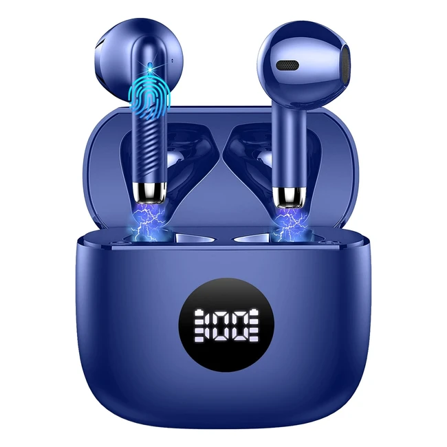 Wireless Earbuds Bluetooth 53 Headphones in Ear with ENC Noise Cancelling Mic 40H Playtime 2023 HiFi Stereo Deep Bass IP7 Waterproof USBC Fast Charge Blue