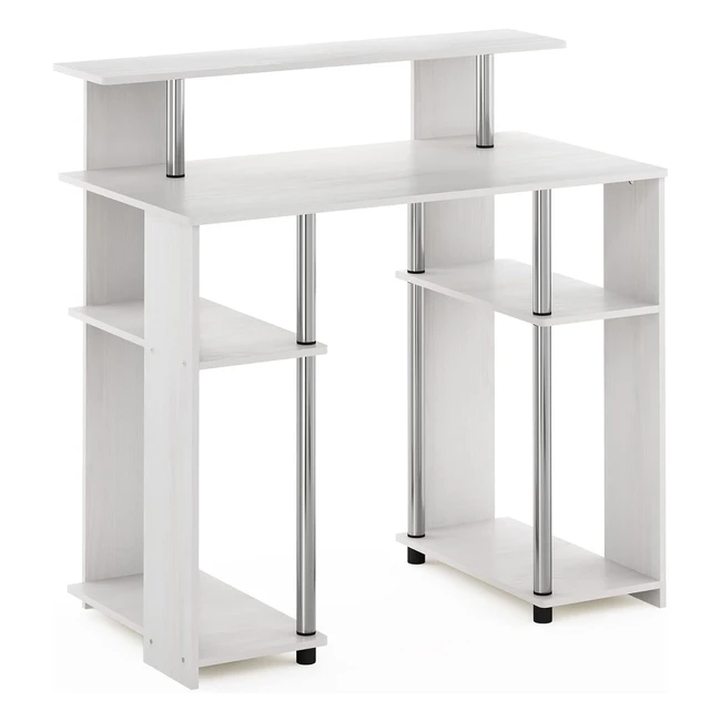 Furinno Computer Writing Desk White Oak Stainless Steel 5149 D x 905 W x 906 H cm