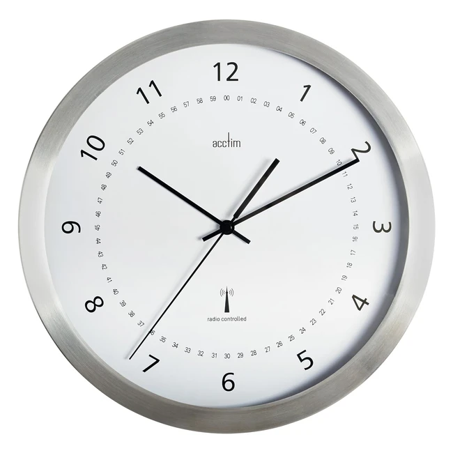 Acctim 74277 Kaava Radio Controlled Wall Clock 12 Inch - Silver Metal Case