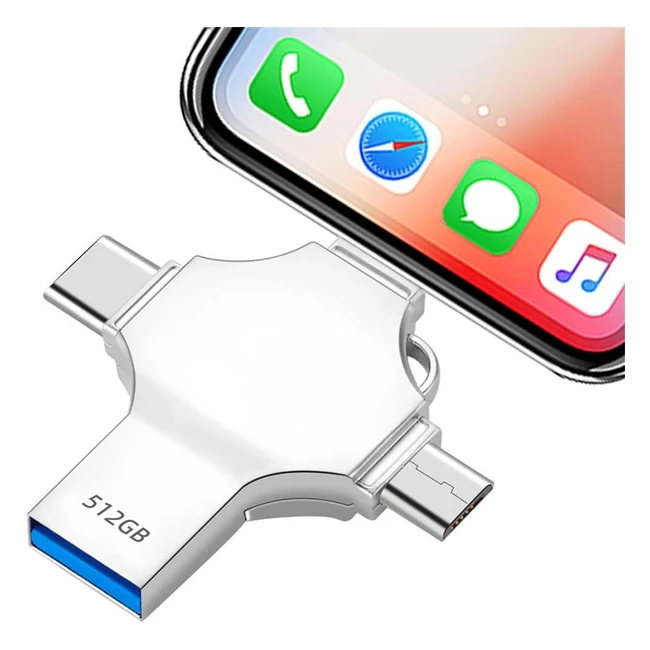 Pendrive 512GB Aleis 4 en 1 USB 3.0 Alta Velocidad - Disco Duro Externo 512GB