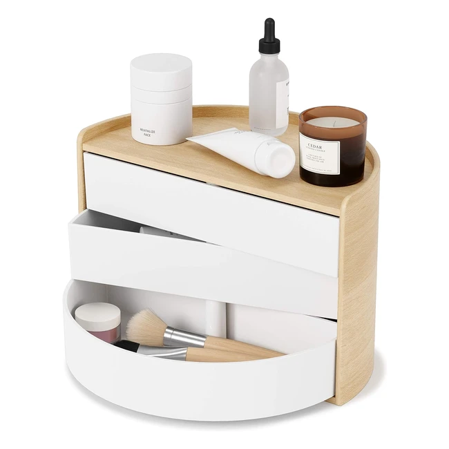 Alhajero Moona de Madera Contrachapada Blanca - 3 Cajones Giratorios