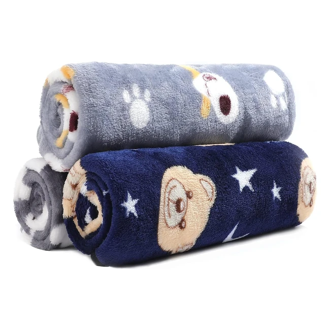 Comsle Dog Blanket 3 Pack Soft Warm Fleece Pet Blankets - Small Medium Dogs Cats