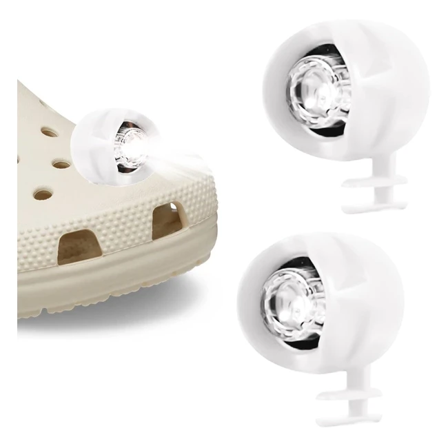 2 pcs Croc Lights Headlights for Croc Shoes Clog Shoes IPX5 Waterproof 3 Light Modes White