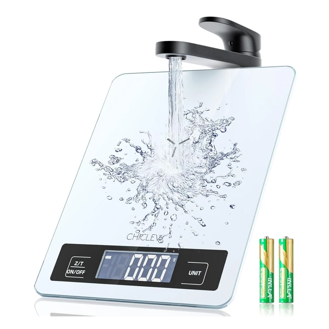Balance Cuisine Electronique Chiclew - Balance Alimentaire Precision 5kg/1g Verre Trempe LCD Rétroéclairé Multifonctionnelle