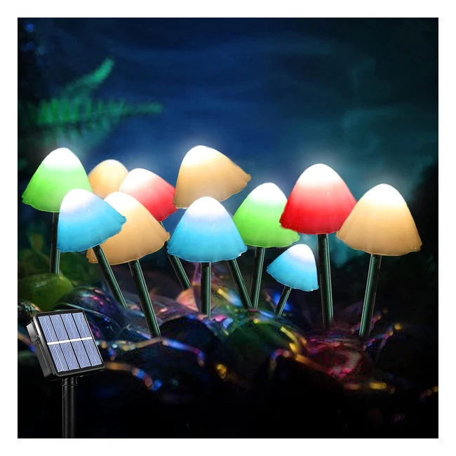 Chipark Solar Lights Outdoor LED Mushroom Pathway Lights Fairy String Lights