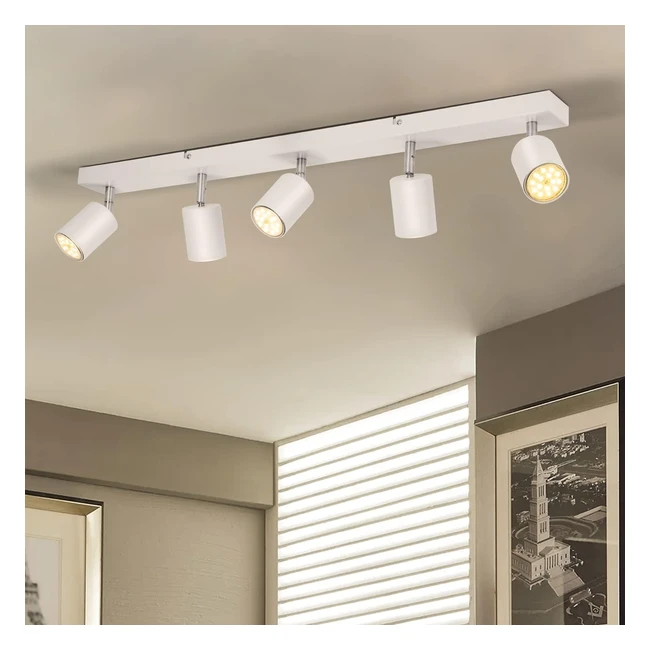 gr4tec 5 Way Ceiling Spotlight Adjustable LED Light Fitting White GU10 Bulbs 270