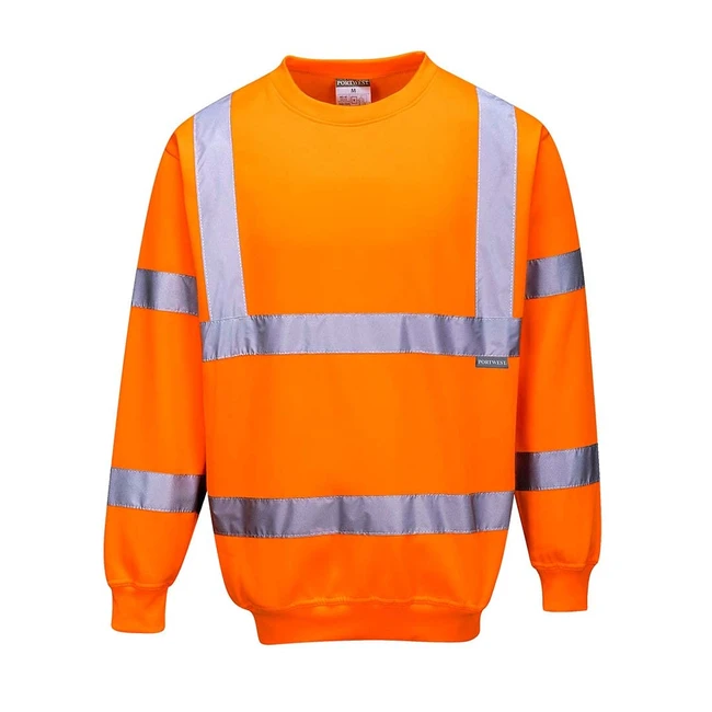 Portwest B303 Comfort Elasticated HiVis Sweatshirt Orange XS - Reflective Tape 