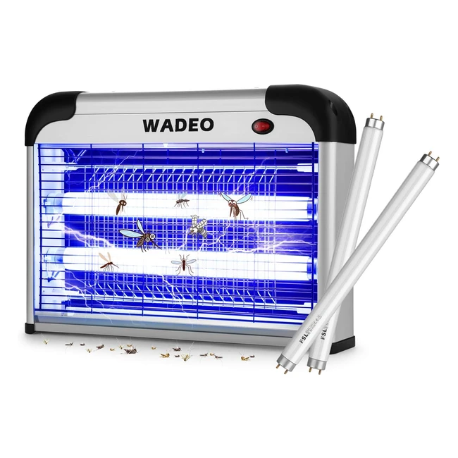 Wadeo Lámpara Mata Insectos Eléctrico UV 20W Sin Químicos - Interior y Jardín