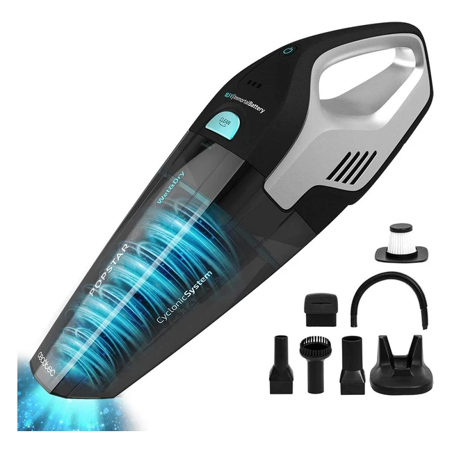 Cecotec Conga Popstar Micro Handheld Vacuum Cleaner 185V - Beutelloses Nass- und Trockensystem - 500 ml Kapazität - 75 kPa Saugleistung - 20 Minuten Autonomie - Hochleistungsfilter