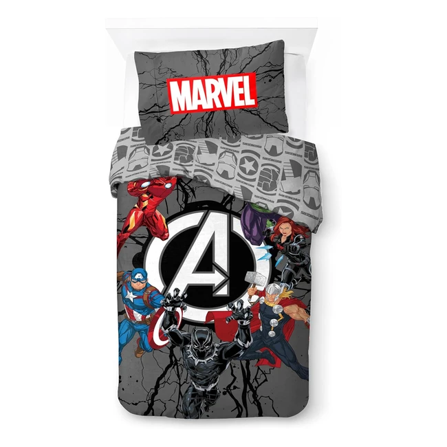 Marvel Avengers Kids Duvet Cover Set - Reversible Design - Single Bed Set