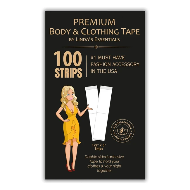 Lindas Essentials Double Sided Body Tape 100 Pack - Transparent Adhesive Dress T