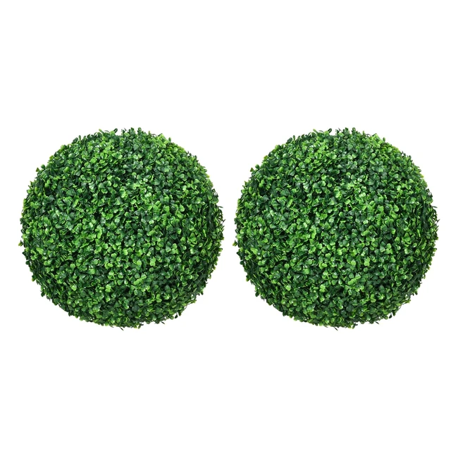 Homcom Buchsbaumkugel 2er Set Kunstpflanzen Zimmerpflanze UV-Schutz Deko Kunstba
