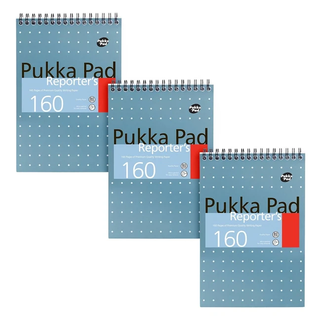 Pukka Pad Reporters Pad 3 Pack - 14 x 205cm - Wirebound Notebook - 160 Pages - B