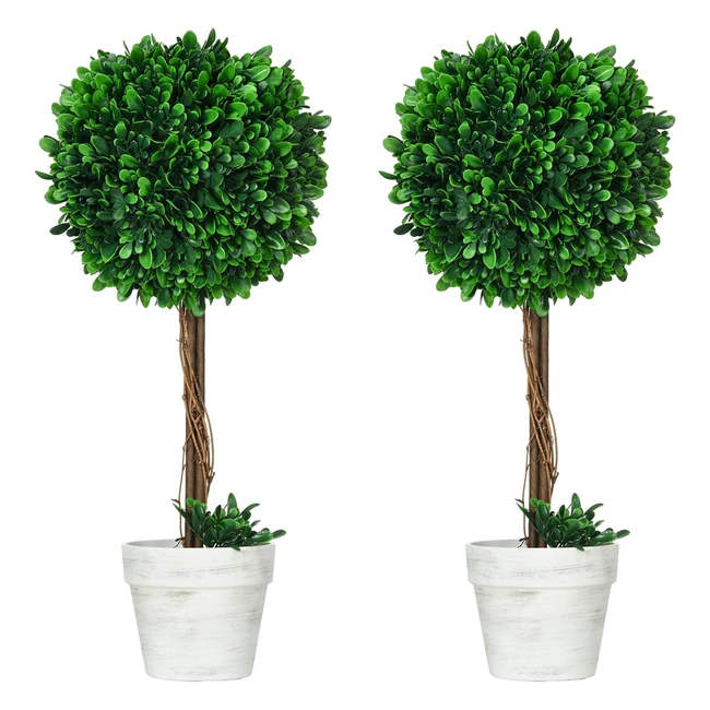Homcom Kunstpflanzen 2er Set UV-bestndige Kunstpflanze 60 cm Buchsbume Zimme