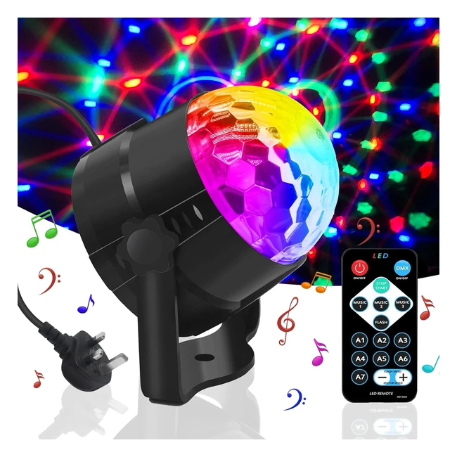 Disco Lights 360Rotation Sound Activated Disco Ball Lights with Remote Control - Kids Party Light
