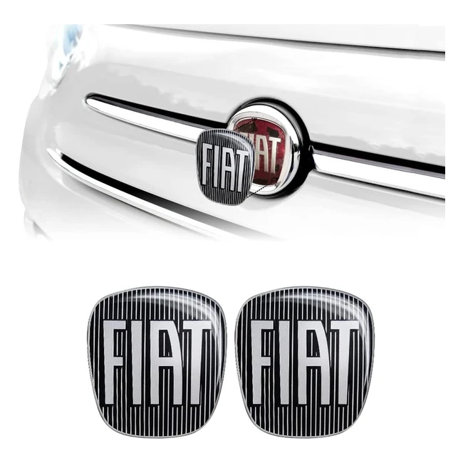 Autocollant 3D Fiat 14186A2PZ pour Fiat 500 Noir - 2 Pices Avant et Arrire