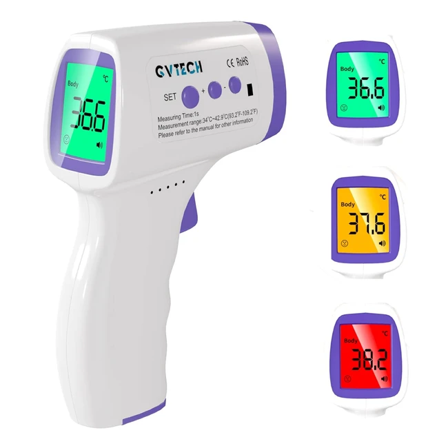 Noncontact Infrared Forehead Thermometer Gun - Accurate Fast Measurement - Three Color Back Light Display - Child Adult Home Health Care