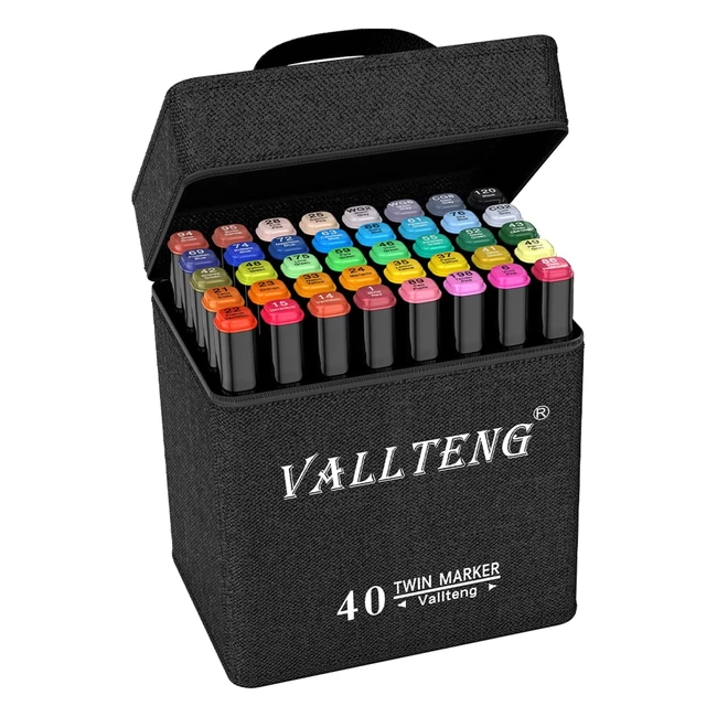 Vallteng 40 Colors Graphic Marker Pen Art Sketch Twin Marker Pen - Permanent Gra
