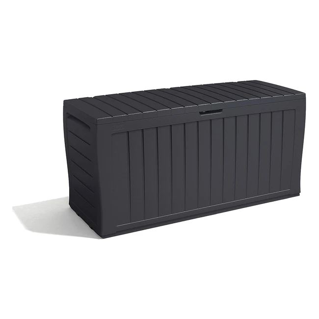Keter Marvel 270L Outdoor Garden Furniture Storage Box Graphite Wood Panel Effect - Fade Free All Weather Resistant