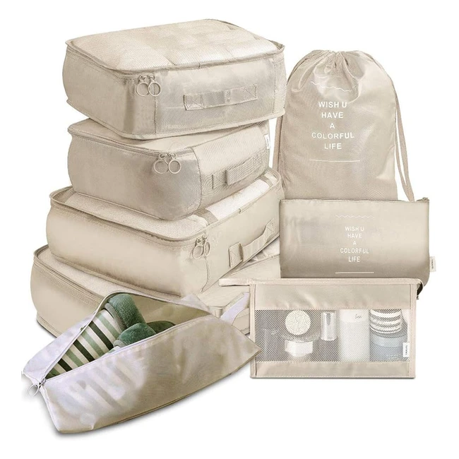 Travel Packing Cubes Toifucos Multifunction 8PcsSet - Waterproof Luggage Organiser