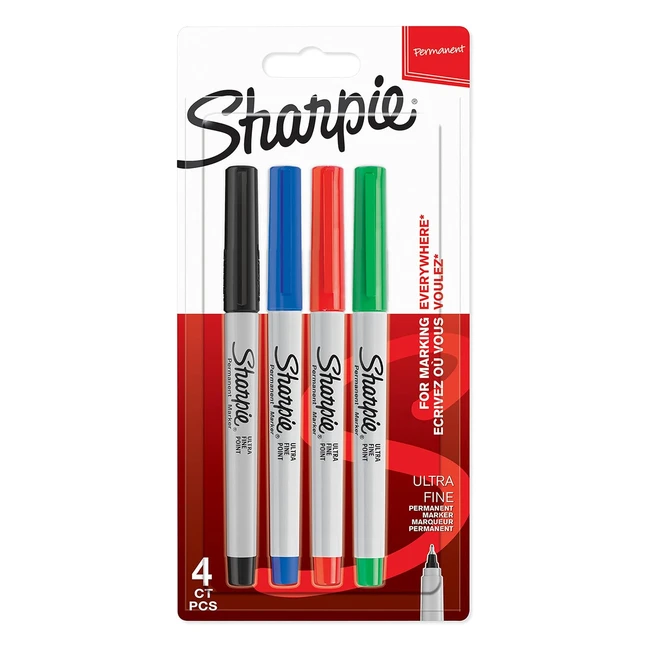 Sharpie Ultrafine Permanent Markers - Assorted Classic Colours 4 Count - Quick
