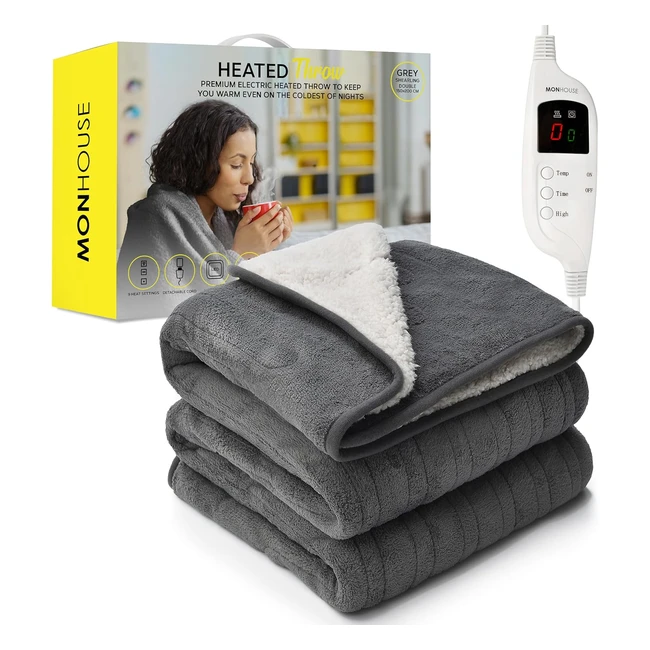 Coperta Riscaldata Matrimoniale Monhouse - Controller Digitale - Timer 9 Ore - 9 Impostazioni Calore