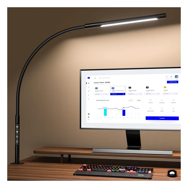Eyocean Desk Lamp LED 12W Swing Arm Lamp with Clamp - High Brightness Adjustabl