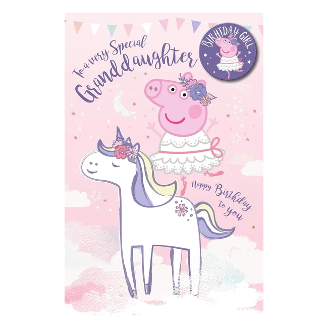 Peppa Pig Granddaughter Birthday Card - Official Badge Included - 1 Granddaught