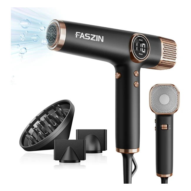 Faszin Lightweight Hair Dryer 110000 RPM 200M Ions 3 Nozzle Hairdryer