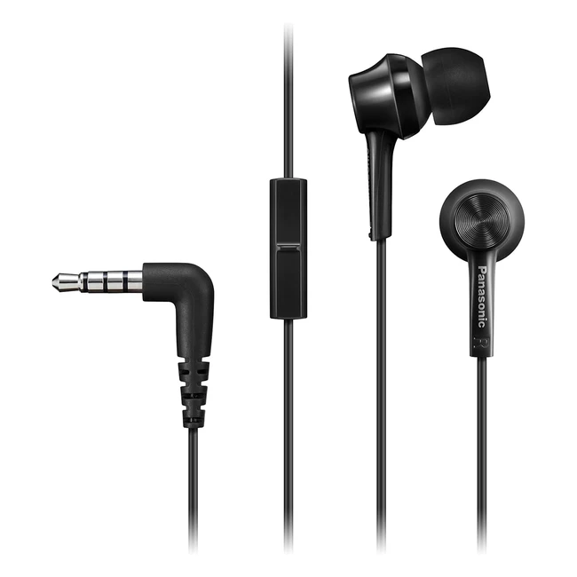 Panasonic TCM115E Wired In-Ear Headphones - Powerful Sound & Noise Isolation - Black