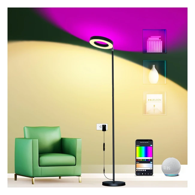 Lampadaire LED 42W 16m RGBCW Moderne Intelligent Double Face avec App et Commande Vocale