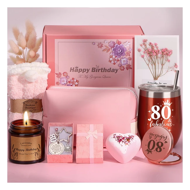80th Birthday Gifts for Women - Personalised Pamper Hamper - Tudou 80th Birthday Gift Basket