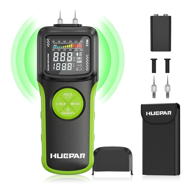 Misuratore di Umidità per Legno Huepar M03 - Alta Precisione - Display LCD Retroilluminato