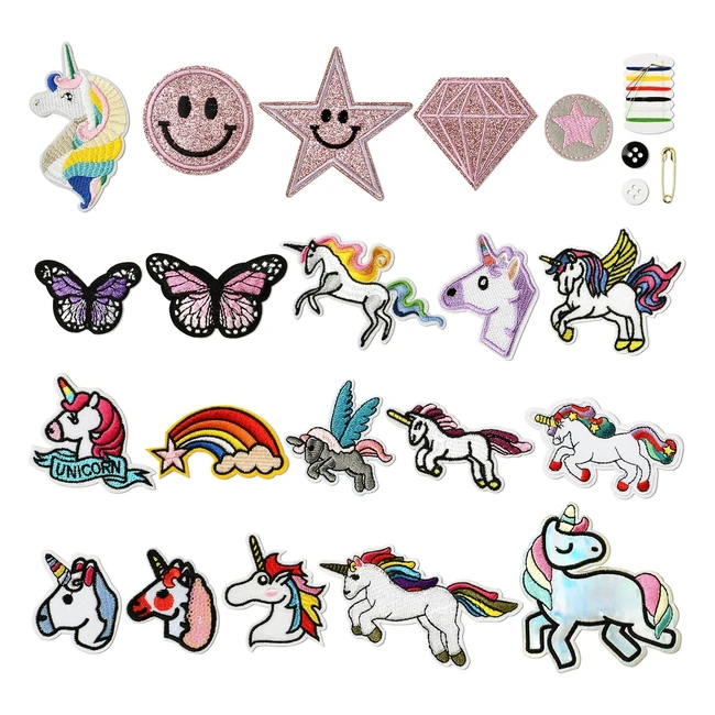 Parches Termoadhesivos para Ropa - Set de 20pz - Marca Auauy - Ideal para Niños - DIY Costura Incluida