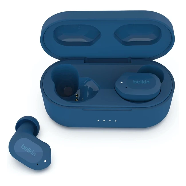 Belkin SoundForm Play True Wireless Earbuds - 3 EQ Presets - IPX5 - 38 Hours Play Time - Blue