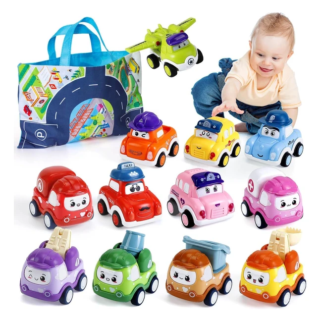 12 PCS Baby Boy Toys Pull Back Cars 1-2 Year Olds Toddler Kids Toy Cars
