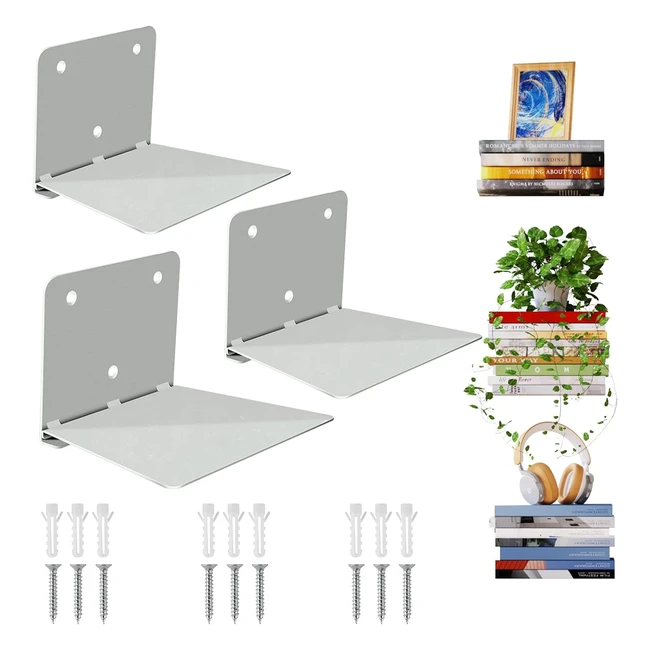 Mensole da muro invisibili Sheeliy set 3 grigio moderno libreria metallo