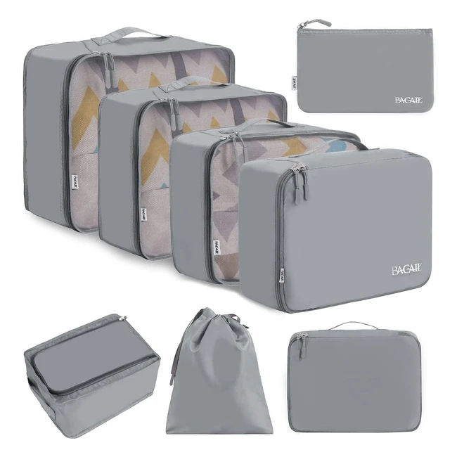 Bagail Packing Cubes 8 Set Lightweight Organizers XL/L/M/Private/Accessories/Toiletry/Shoes/Laundry